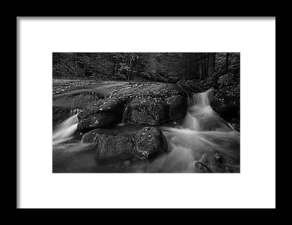 B&w Framed Print featuring the photograph New Hampshire Table Rock Nature by Juergen Roth