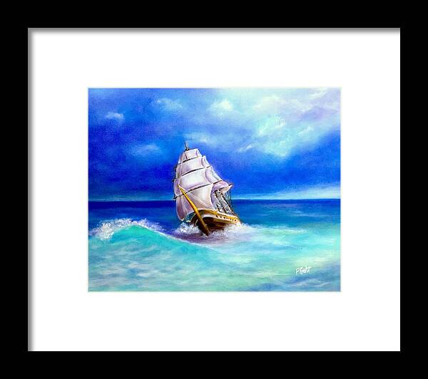 Tall Ship Framed Print featuring the painting New Horizons by Dr Pat Gehr