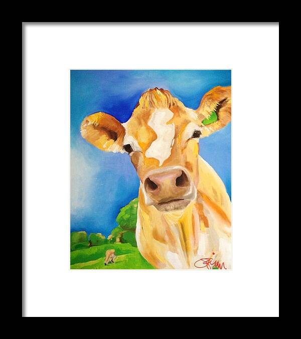 New Jersey Framed Print featuring the painting New Jersey Cow by Crimson Shults