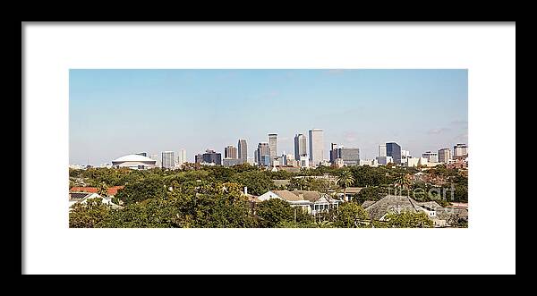 Panorama Framed Print featuring the photograph New Orleans Downtown Skyline Panorama by Scott Pellegrin