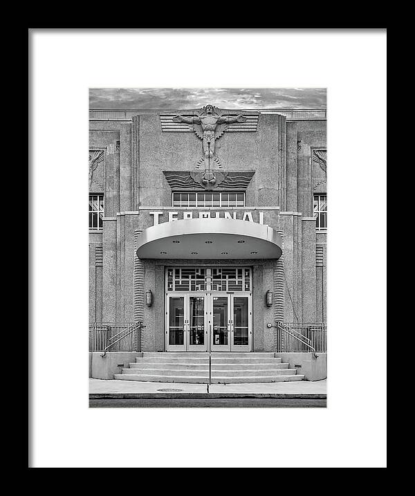 Shushan Airport Framed Print featuring the photograph New Orleans Lakefront Airport bw by Steve Harrington