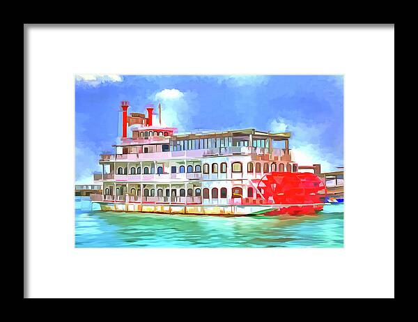 Ship Pop Art Framed Print featuring the photograph New Orleans Paddle Steamer Pop Art by David Pyatt
