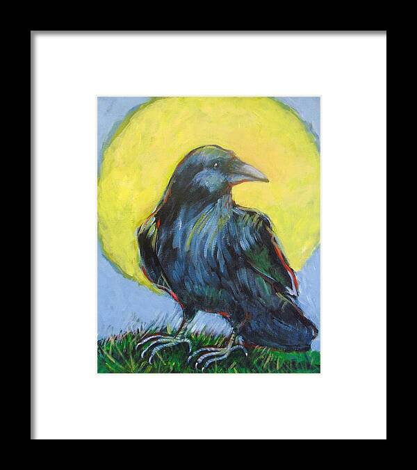 Crow Framed Print featuring the painting New Raven Full Moon by Carol Suzanne Niebuhr