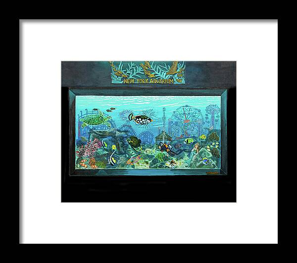 N.y Aquarium Framed Print featuring the painting New York Aquarium by Bonnie Siracusa