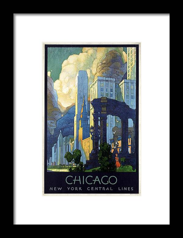Chicago Framed Print featuring the mixed media New York Central Lines, Chicago - Retro travel Poster - Vintage Poster by Studio Grafiikka
