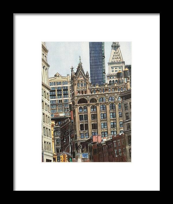 New York City Framed Print featuring the painting New York City III- Union Square/ Broadway by Henrieta Maneva