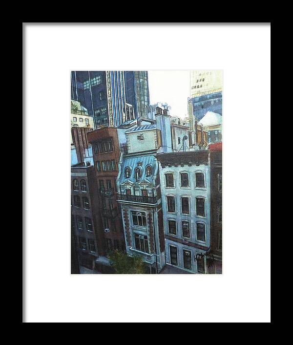 Architecture Framed Print featuring the painting New York City IV by Henrieta Maneva