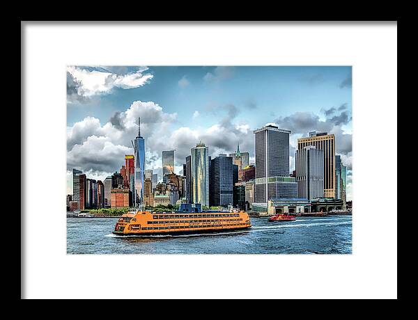 New York Framed Print featuring the painting New York City Staten Island Ferry by Christopher Arndt