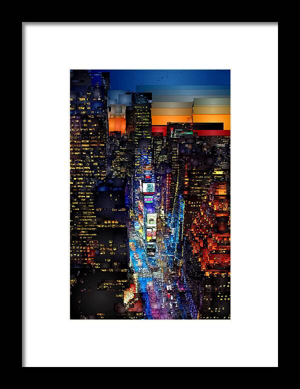 Rafael Salazar Framed Print featuring the digital art New York City - Times Square by Rafael Salazar