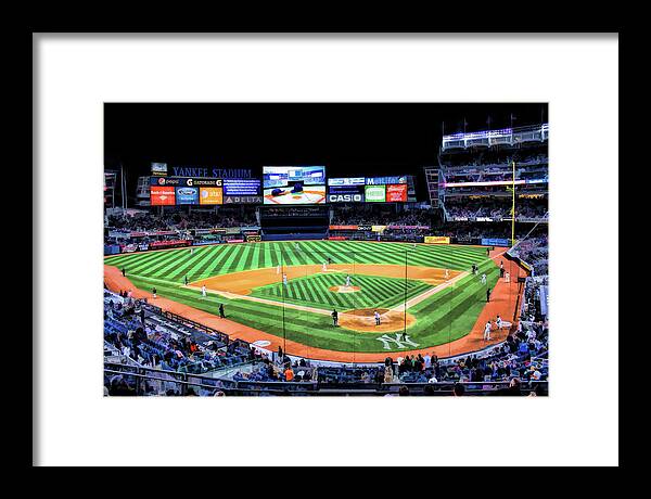 New York Framed Print featuring the painting New York City Yankee Stadium by Christopher Arndt