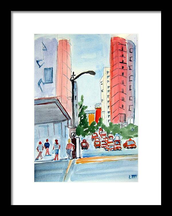 Cityscape Framed Print featuring the painting New York by Lia Marsman