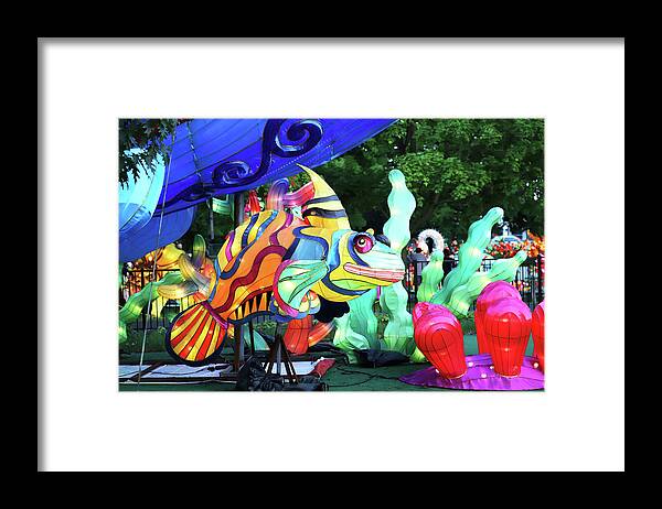 New York State Chinese Lantern Festival Framed Print featuring the pyrography New York State Chinese Lantern Festival 34 by David Stasiak