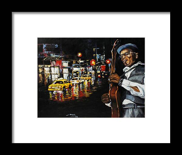 Bmo Framed Print featuring the painting New York Streets by Berthold Moyo