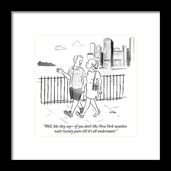 “well Framed Print featuring the drawing New York weather by Emily Flake