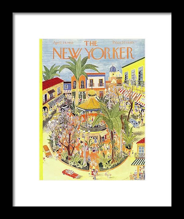 Tropical Framed Print featuring the painting New Yorker April 25 1953 by Ilonka Karasz