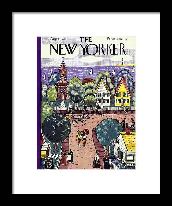 Maine Framed Print featuring the painting New Yorker August 6, 1938 by Charles E Martin