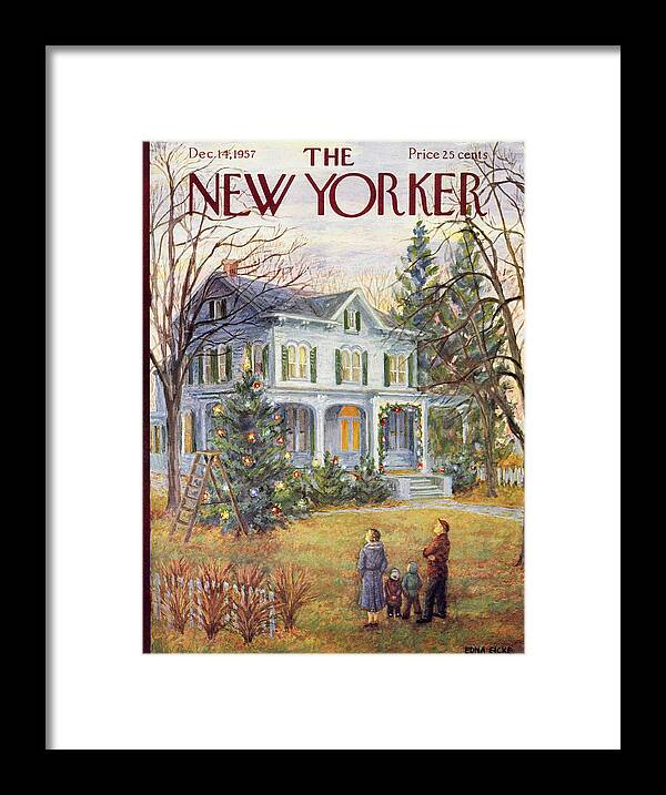 Christmas Framed Print featuring the painting New Yorker December 14 1957 by Edna Eicke