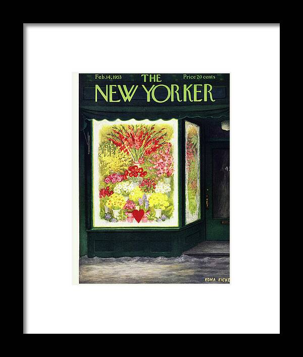 Flowers Framed Print featuring the painting New Yorker February 14 1953 by Edna Eicke