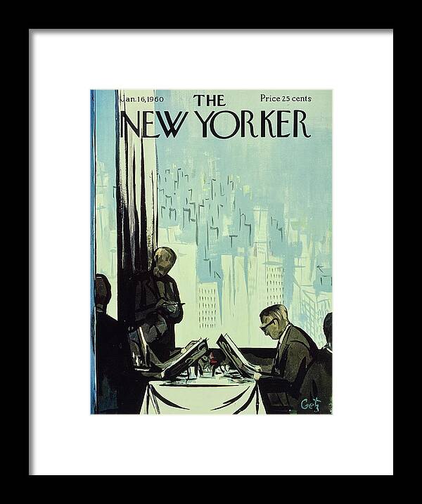 Illustration Framed Print featuring the painting New Yorker January 16 1960 by Arthur Getz