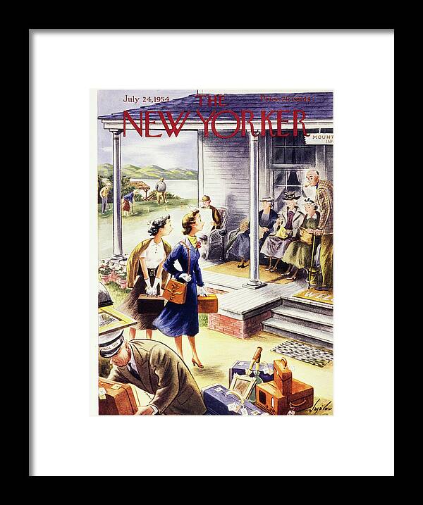 Young Women Framed Print featuring the painting New Yorker July 24 1954 by Constantin Alajalov