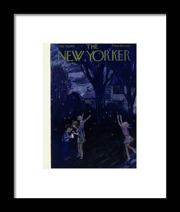 Night Framed Print featuring the painting New Yorker July 30 1955 by Perry Barlow