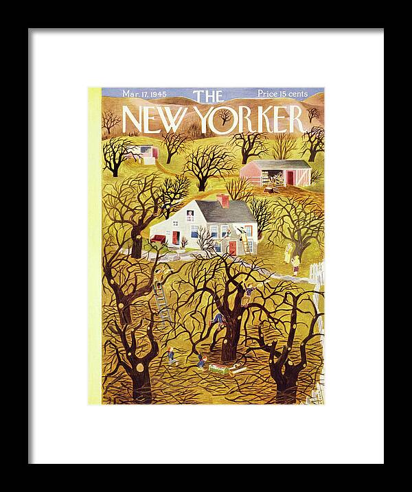 Illustration Framed Print featuring the painting New Yorker March 17 1945 by Ilonka Karasz