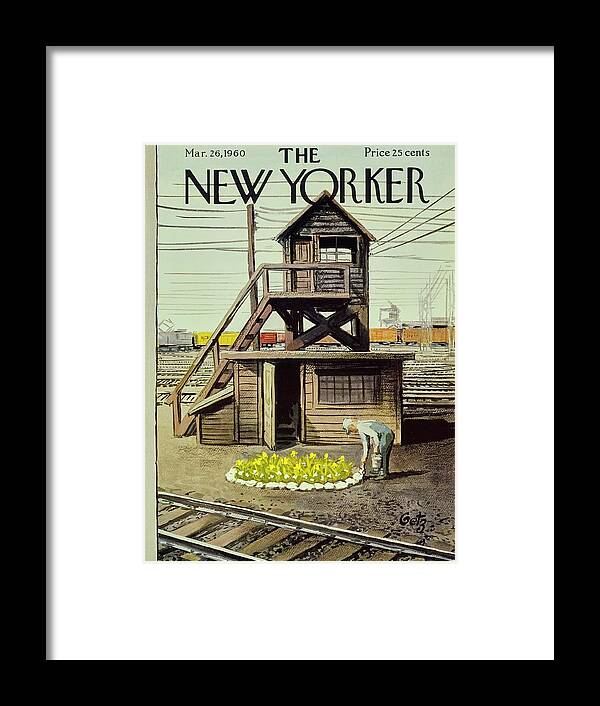 Illustration Framed Print featuring the painting New Yorker March 26 1960 by Arthur Getz