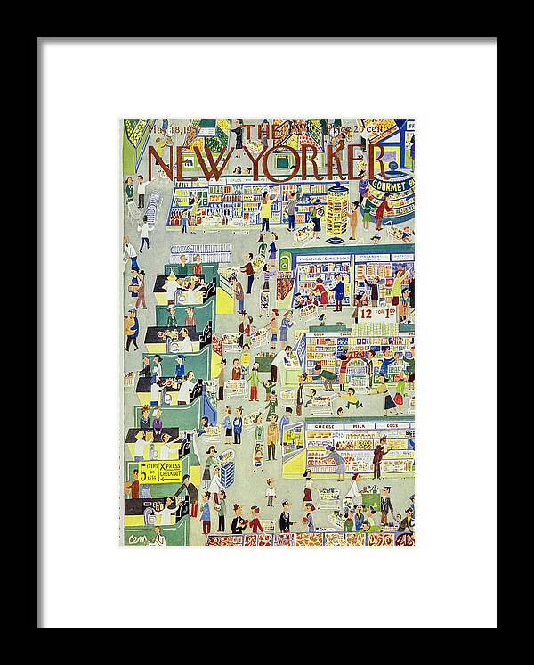 Supermarket Framed Print featuring the painting New Yorker May 18th 1957 by Charles E Martin