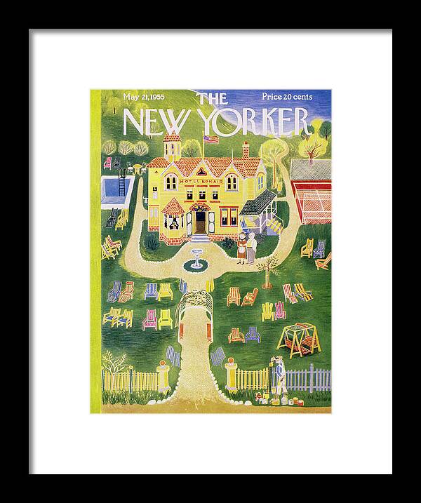 Hotel Framed Print featuring the painting New Yorker May 21 1955 by Ilonka Karasz