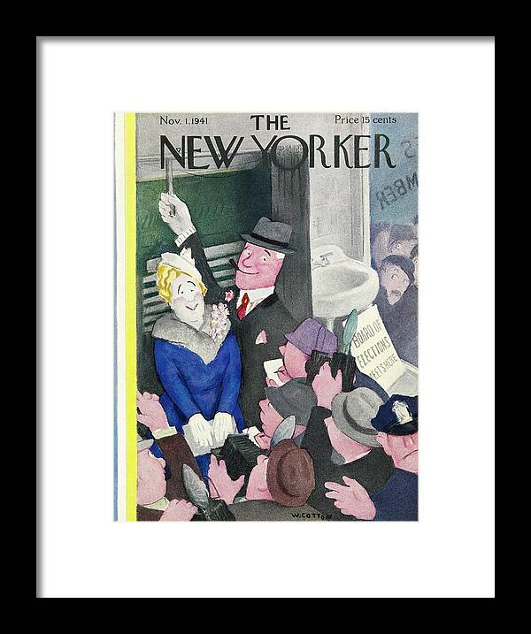 Election Day Framed Print featuring the painting New Yorker November 1 1941 by William Cotton
