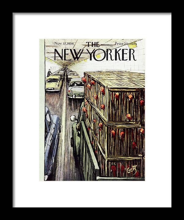 Turkeys Framed Print featuring the painting New Yorker November 17 1956 by Arthur Getz