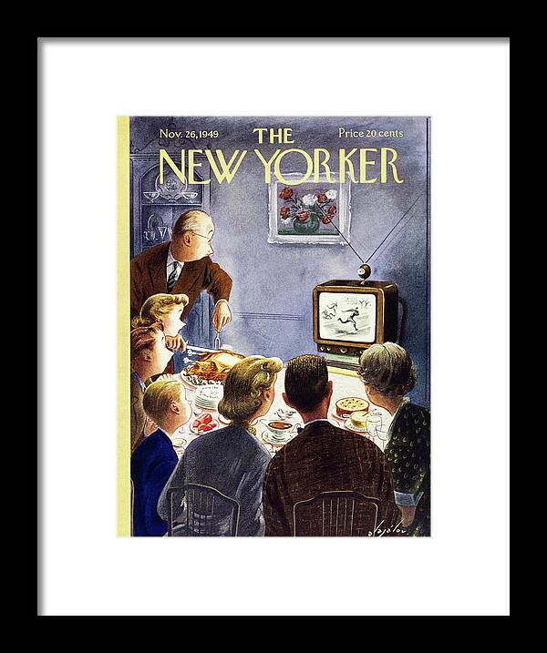Thanksgiving Framed Print featuring the painting New Yorker November 26 1949 by Constantin Alajalov