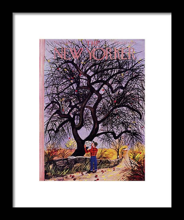 Man Framed Print featuring the painting New Yorker November 5 1955 by Roger Duvoisin