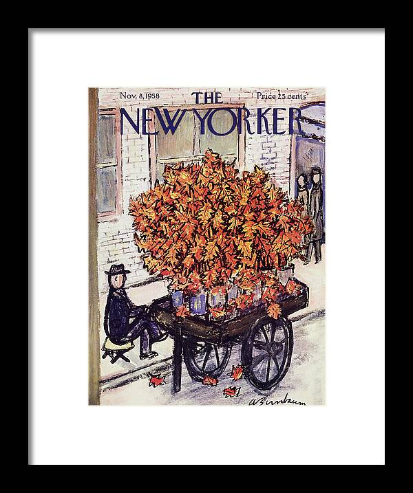 Fall Framed Print featuring the painting New Yorker November 8 1958 by Abe Birnbaum