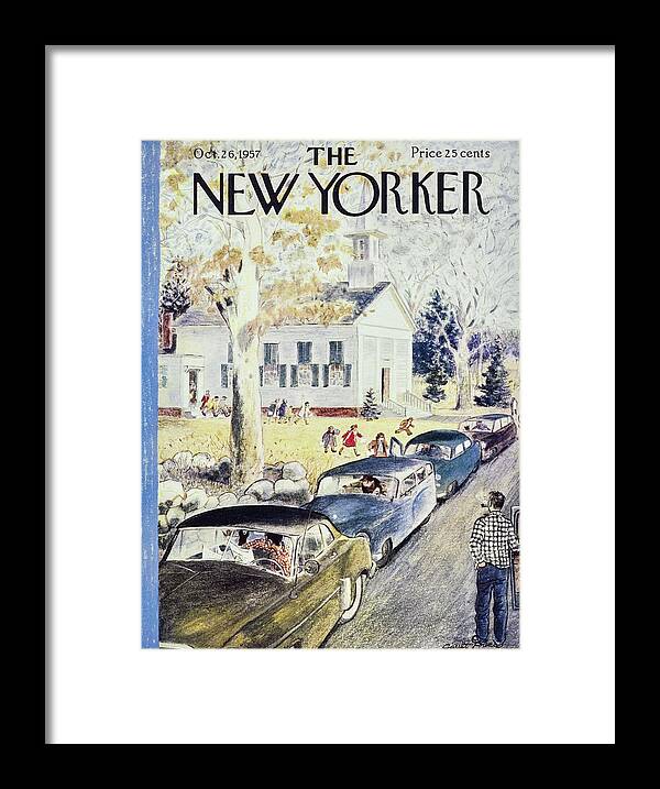 Men Framed Print featuring the painting New Yorker October 26th 1957 by Garrett Price