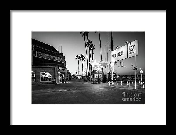 2017 Framed Print featuring the photograph Newport Beach Balboa Auto Ferry Black and White Photo by Paul Velgos