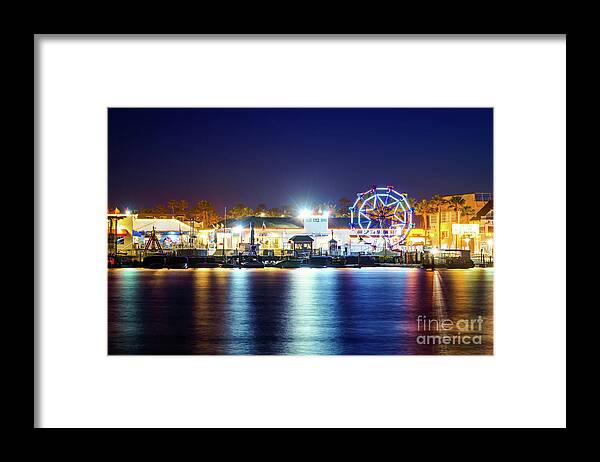 2017 Framed Print featuring the photograph Newport Beach Balboa Fun Zone at Night Photo by Paul Velgos
