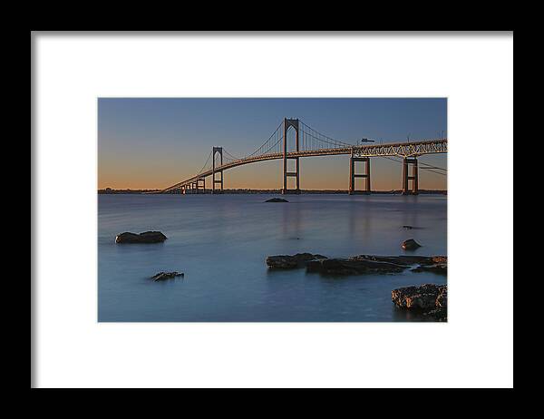 Claiborne Pell Bridge Framed Print featuring the photograph Newport Bridge by Juergen Roth