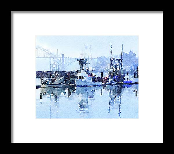 Newport Framed Print featuring the digital art Newport Harbor by Mike Bergen