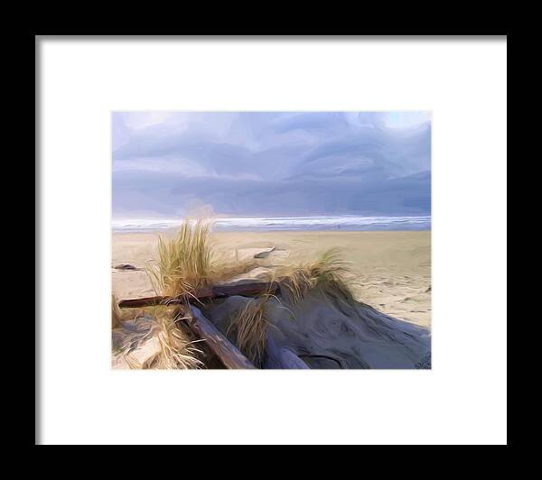 Beaches Framed Print featuring the painting Newport Oregon Summer Beach by Shelley Bain