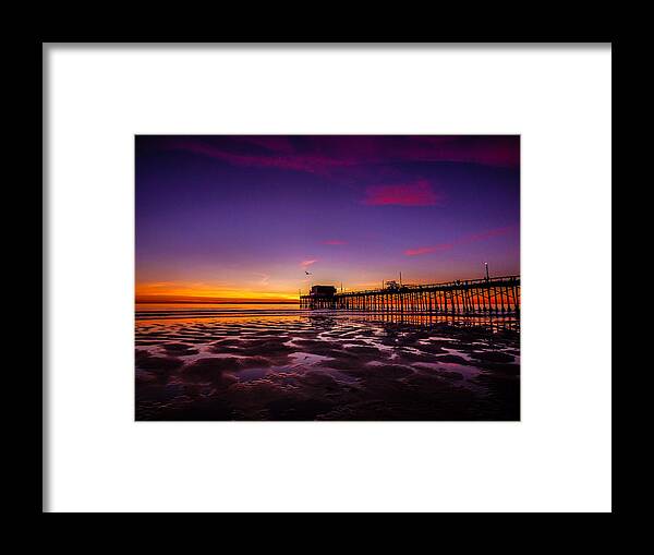 Newport Beach Framed Print featuring the photograph Newport Pier Sunset by Pamela Newcomb