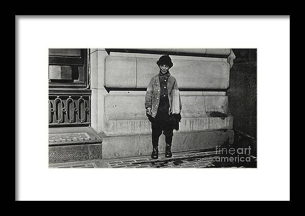 Newsboy Framed Print featuring the photograph Newsboy, 1909 by Lewis Wickes Hine
