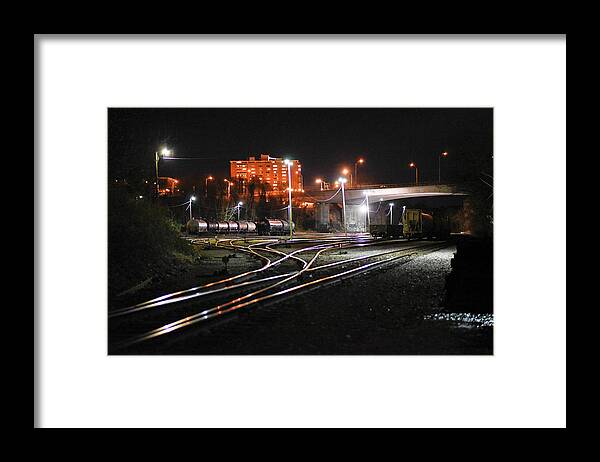 Railyard Framed Print featuring the photograph Night at the Railyard by Doug Ash