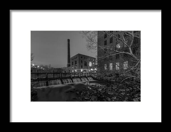 Boston Framed Print featuring the photograph Night at the River 2 in Black and White by Brian MacLean