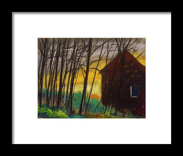 Pastel Framed Print featuring the pastel Night Barn by John Williams