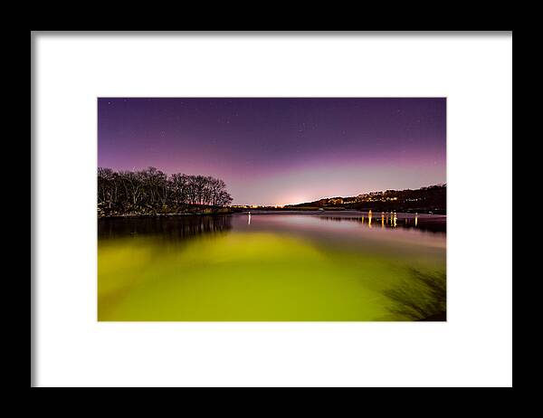 Milton Landing Framed Print featuring the photograph Night colors on the River by Brian MacLean