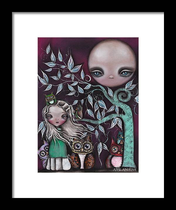 Moon Framed Print featuring the painting Night Creatures by Abril Andrade