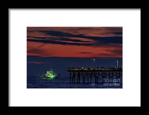 Sunset Framed Print featuring the photograph Night Fishing by DJA Images