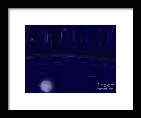 Eerie Framed Print featuring the painting Night Lights by Roxy Riou