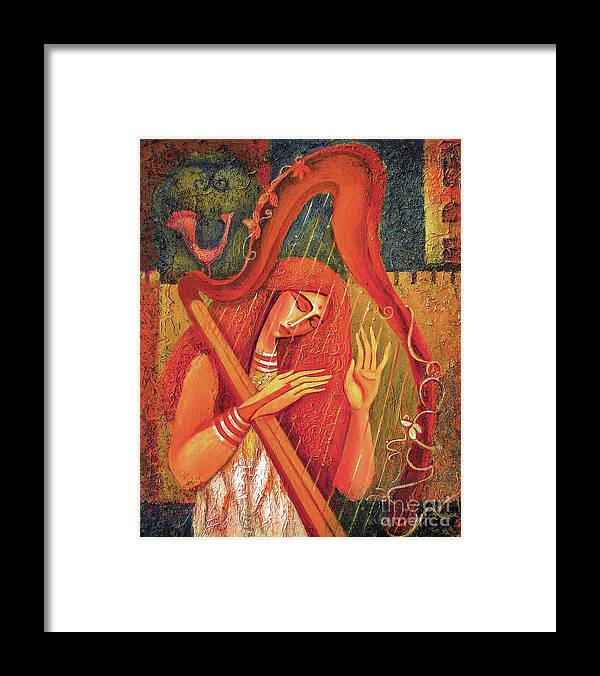 Music Woman Framed Print featuring the painting Night Music II by Eva Campbell